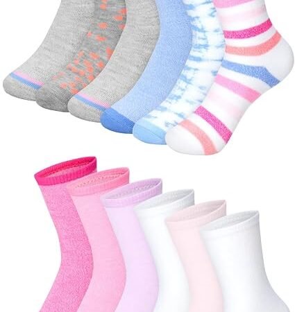 Women's Colorful Crew Socks 12 Pairs Soft Stretch Fun Casual Everyday Socks