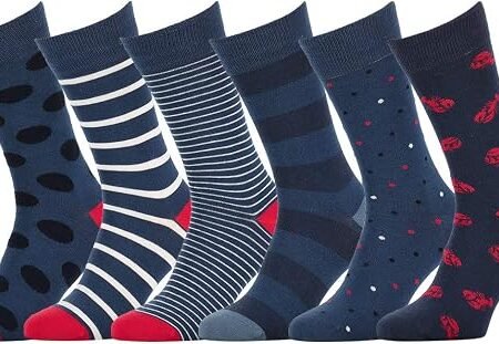 Men's Shark Pattern Dress Socks 6 Pairs Novelty Business Casual Socks for Office and Everyday Wear