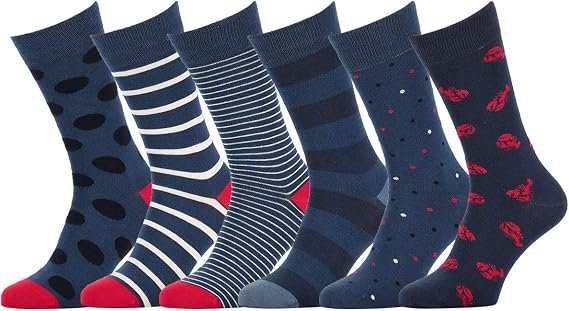 Men's Shark Pattern Dress Socks 6 Pairs Novelty Business Casual Socks for Office and Everyday Wear