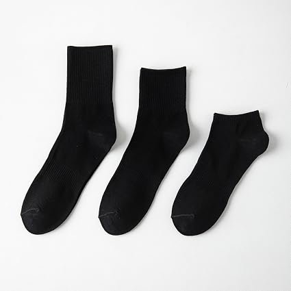Women's Classic Black Socks 3 Pairs Soft Stretch Crew Ankle Casual Socks