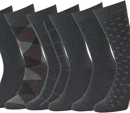 Men's Colorful Dress Socks 6 Pairs Fun Patterned Business Casual Socks for Work and Everyday Wear