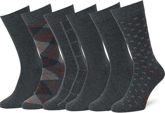 Men's Colorful Dress Socks 6 Pairs Fun Patterned Business Casual Socks for Work and Everyday Wear