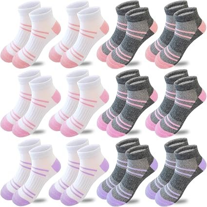 Women's Ankle Athletic Socks 12 Pairs Breathable Stretch Sports Socks for Running Training and Everyday Wear