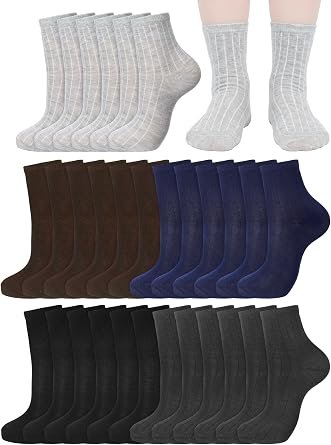 Men's Classic Dress Socks 12 Pairs Assorted Solid Color Crew Socks for Business Casual and Formal Wear