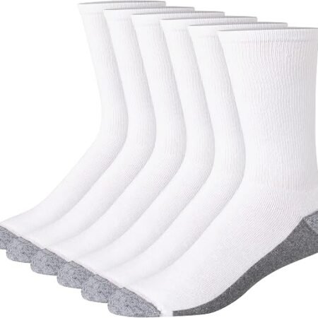 Women's White Crew Socks 6 Pairs Soft Cotton Blend Everyday Athletic Socks