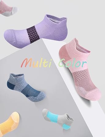 Women's Colorful Athletic Ankle Socks 6 Pairs Breathable Stretch Sports Socks for Running and Exercise