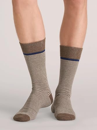Men's Striped Dress Socks 3 Pairs Soft Stretch Business Casual Socks for Office and Everyday Wear