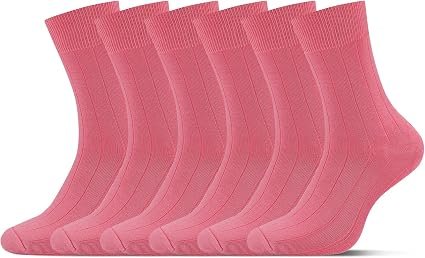 Men's Pink Dress Socks 3 Pairs Soft Stretch Ribbed Business Socks for Office and Formal Wear